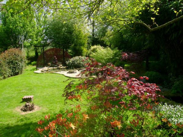 Aménagement de jardin public ou privé avec plantation d'arbres et de haies